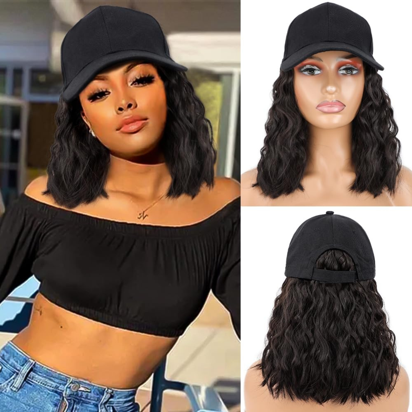 NKDSTORE™ – Casquette Perruque Ondulée Femme