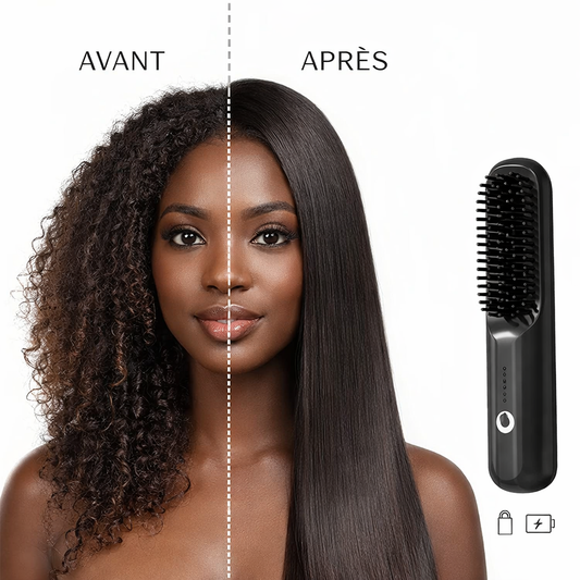 Brosse Lissante Sans Fil – Lissez Vos Cheveux ou Perruques en 5 Minutes