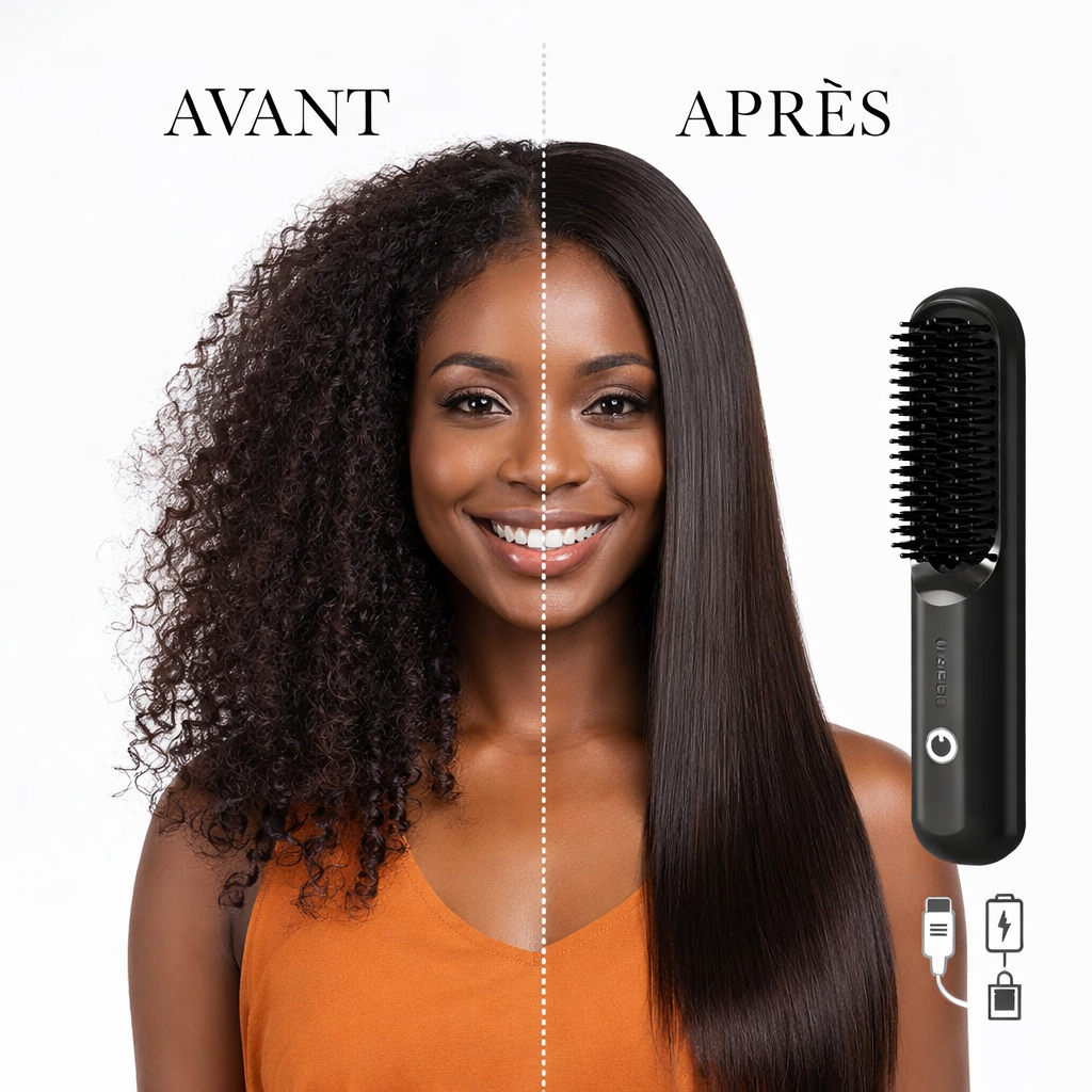 Brosse Lissante Sans Fil – Lissez Vos Cheveux ou Perruques en 5 Minutes