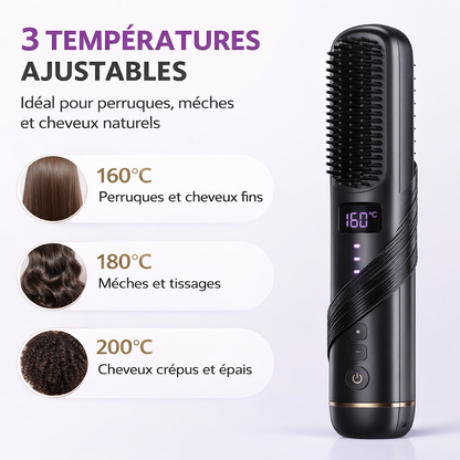 Brosse Lissante Sans Fil – Lissez Vos Cheveux ou Perruques en 5 Minutes