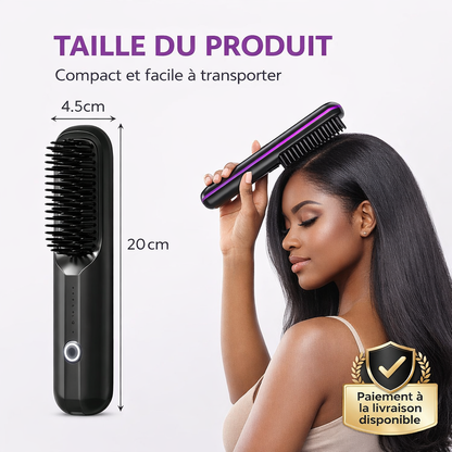 Brosse Lissante Sans Fil – Lissez Vos Cheveux ou Perruques en 5 Minutes