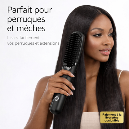 Brosse Lissante Sans Fil – Lissez Vos Cheveux ou Perruques en 5 Minutes